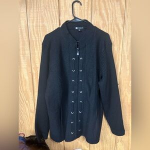 Carole Little Black Zip Up Sweater